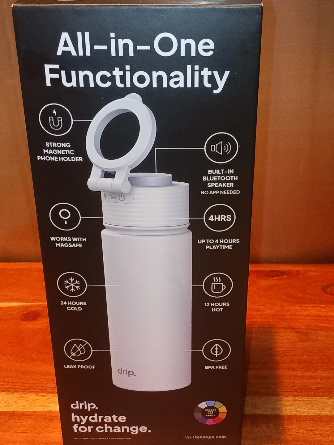 Drip. White Bluetooth Speaker Water Bottle - 17oz - photo 3