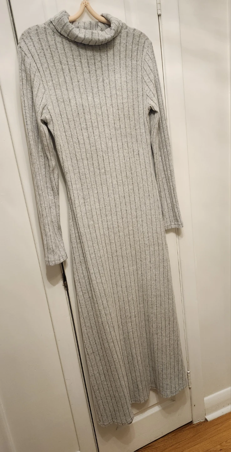 NEW Shein Grey Ribbed Turtleneck Maxi Dress - Size L - photo 5