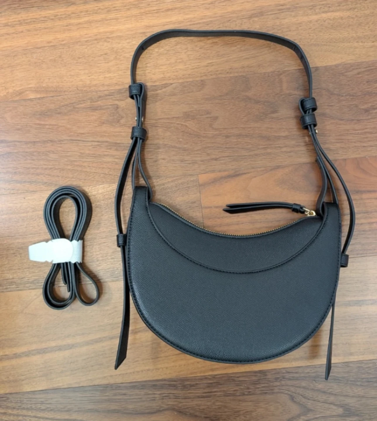 Black Crescent Shoulder Bag with Adjustable Strap - photo 2