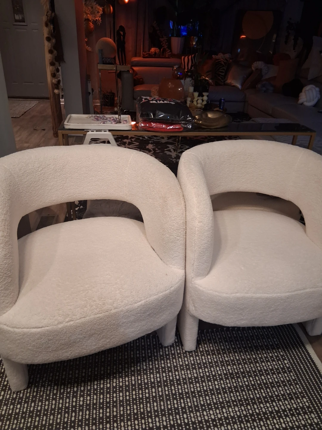 White Boucle Accent Chairs (Set of 2)
