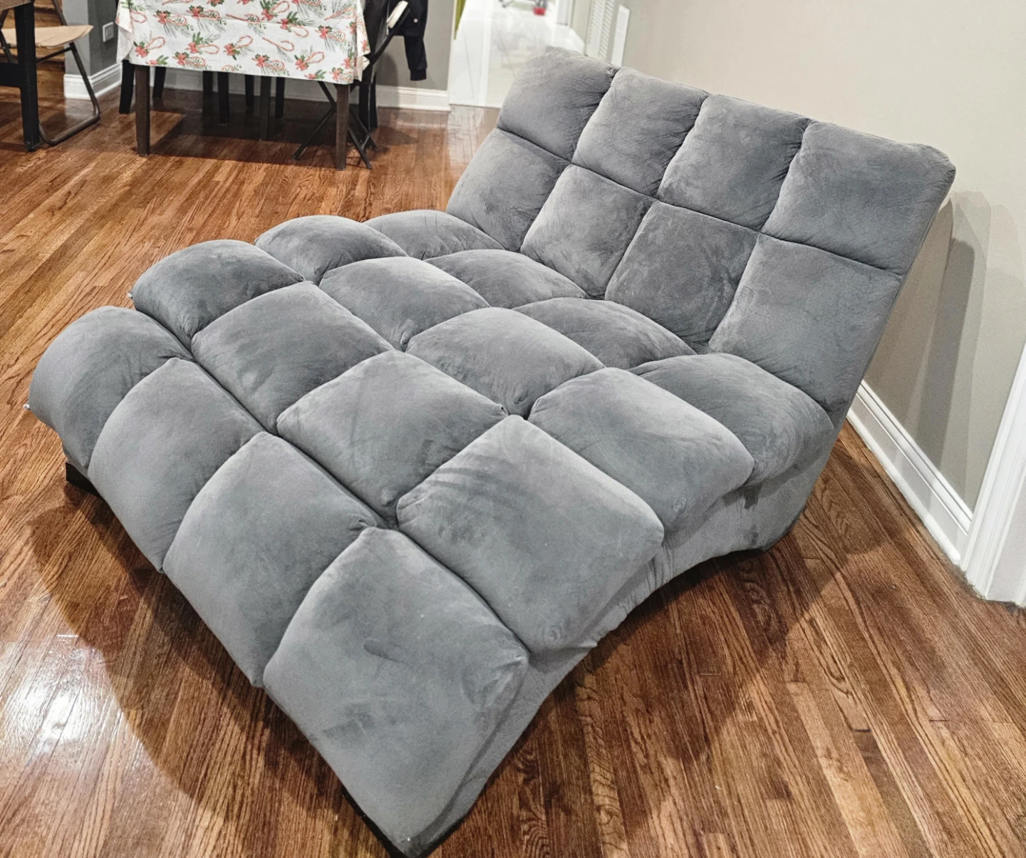 Grey Foldable Futon Couch Chair