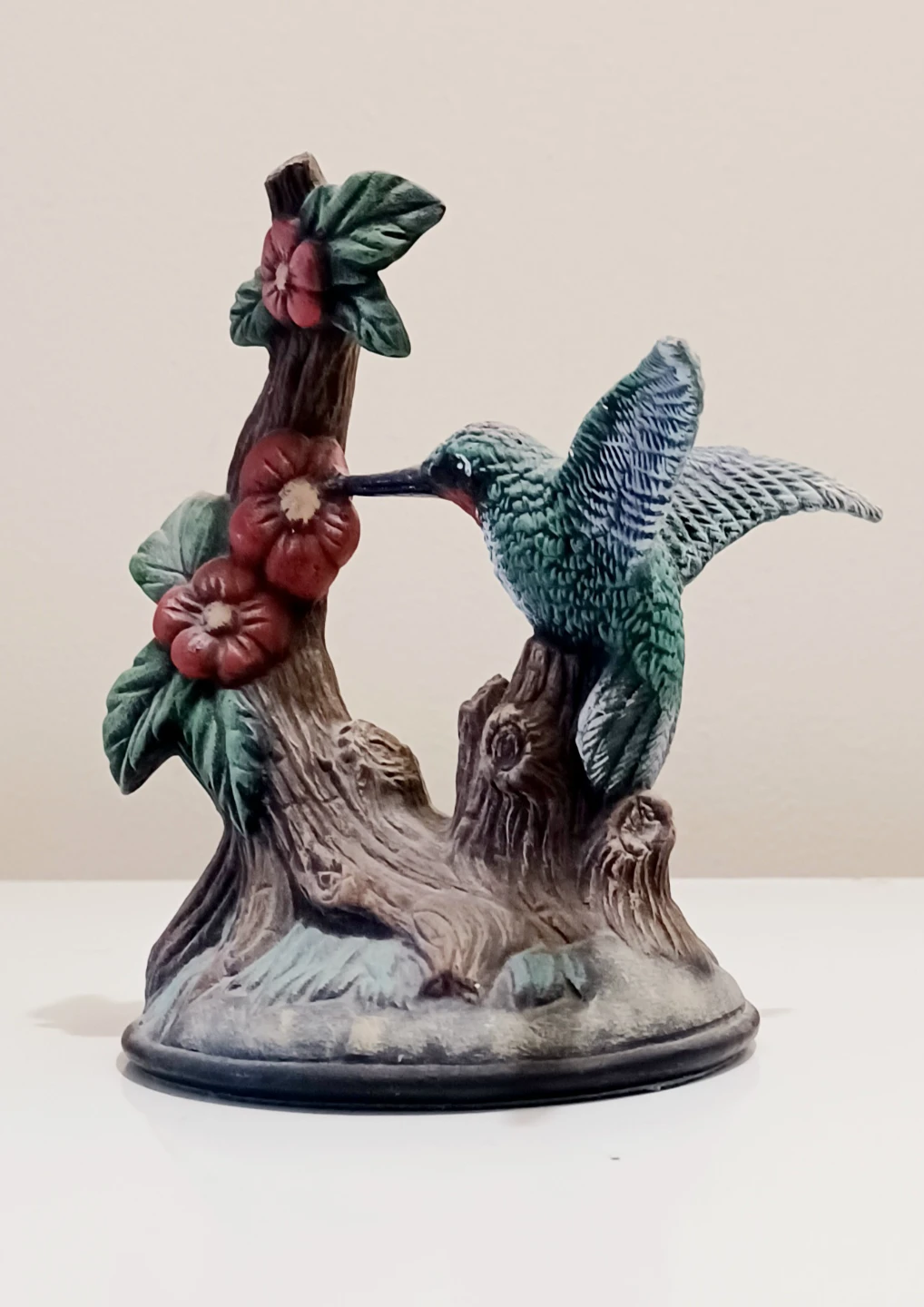 Vtg Unique Hand Painted Hummingbird Figurine
