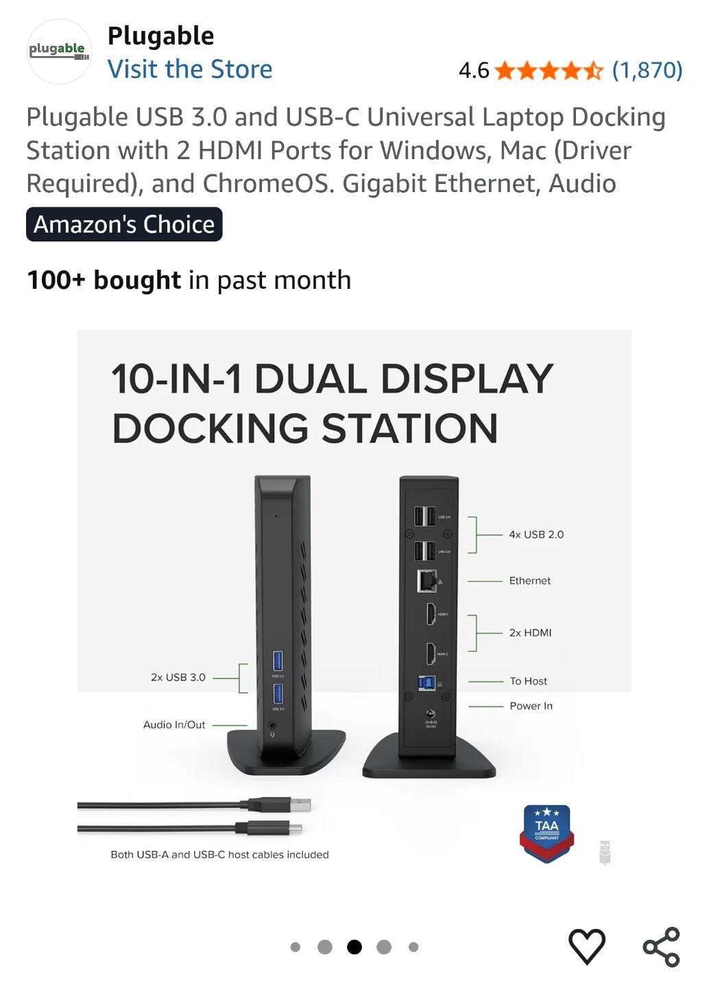 Plugable USB 3.0 & USB-C Universal Laptop Docking Station - photo 2