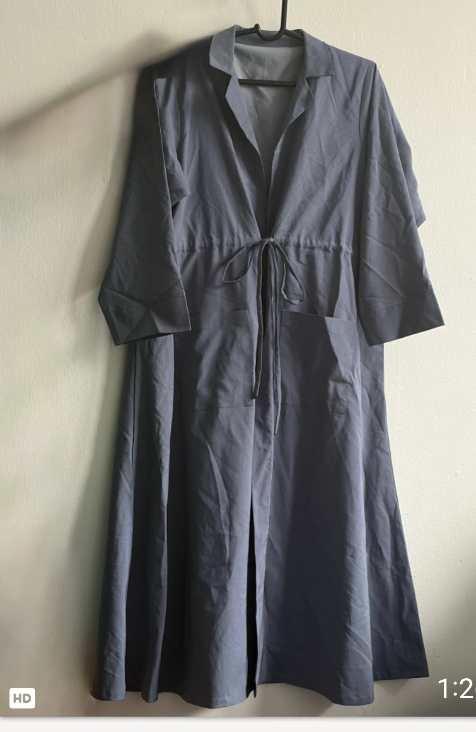 Gray Duster Cardigan with Tie Waist