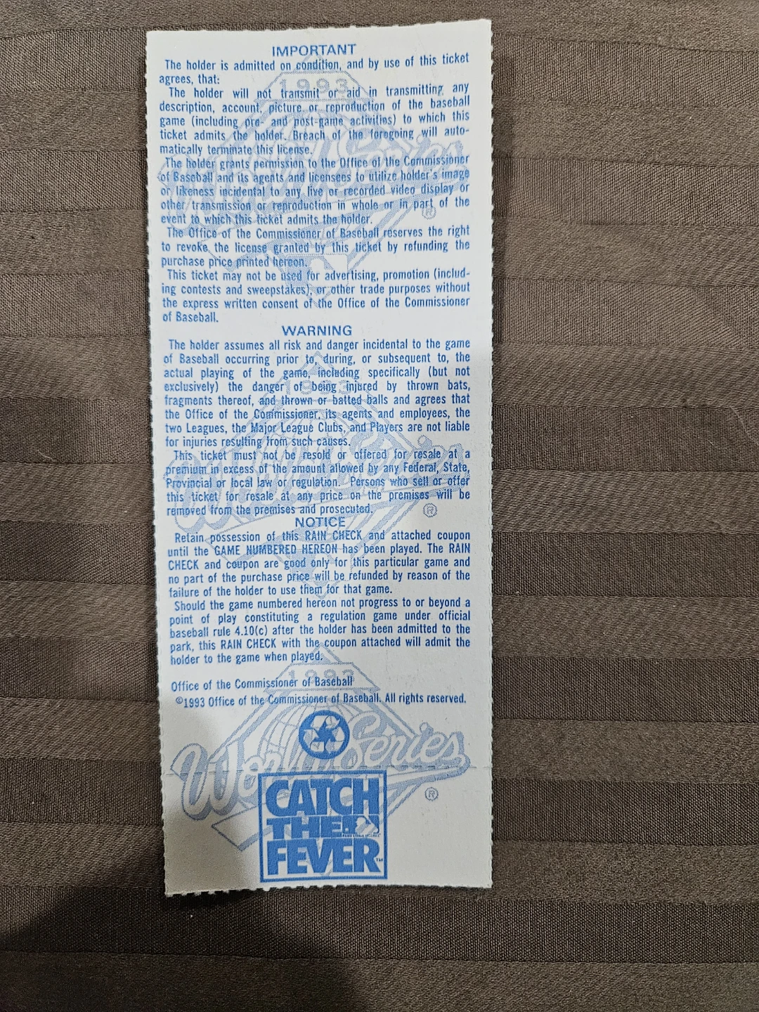 MINT CONDITION! 1993 World Series Toronto Blue Jays Ticket stubs - photo 2