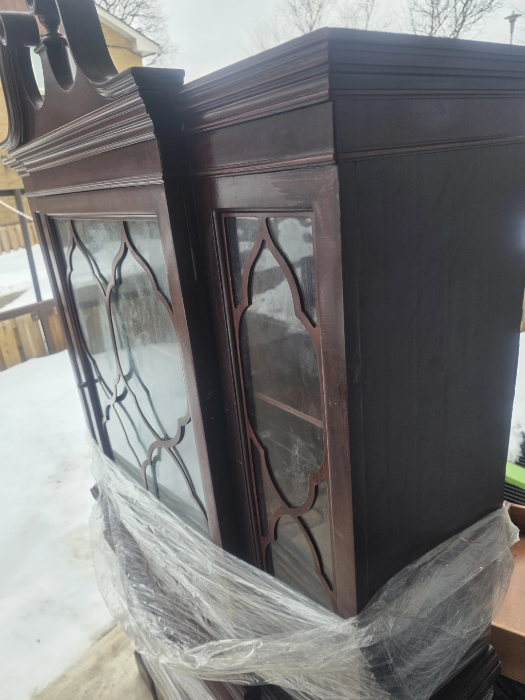 MOVING SALE-Wooden Display Cabinet with Glass Doors - photo 2