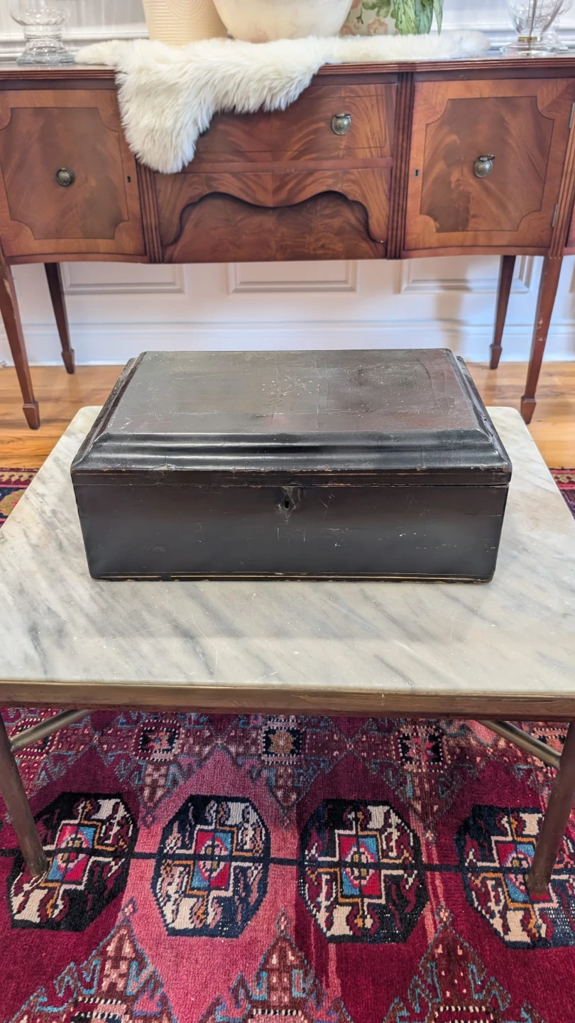 Antique Wooden Trinket Box with Compartments - photo 2
