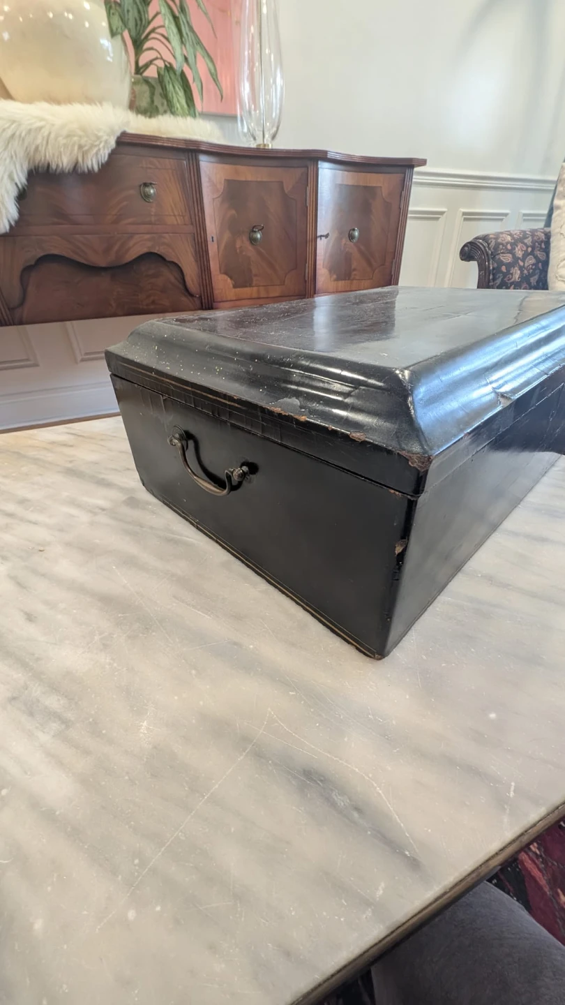 Antique Wooden Trinket Box with Compartments - photo 4