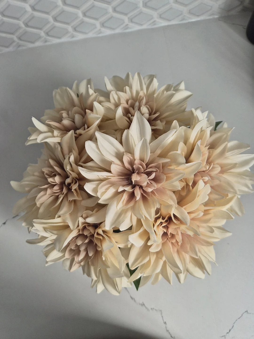 Faux Dahlia Floral Arrangement in Wooden Pot - photo 2