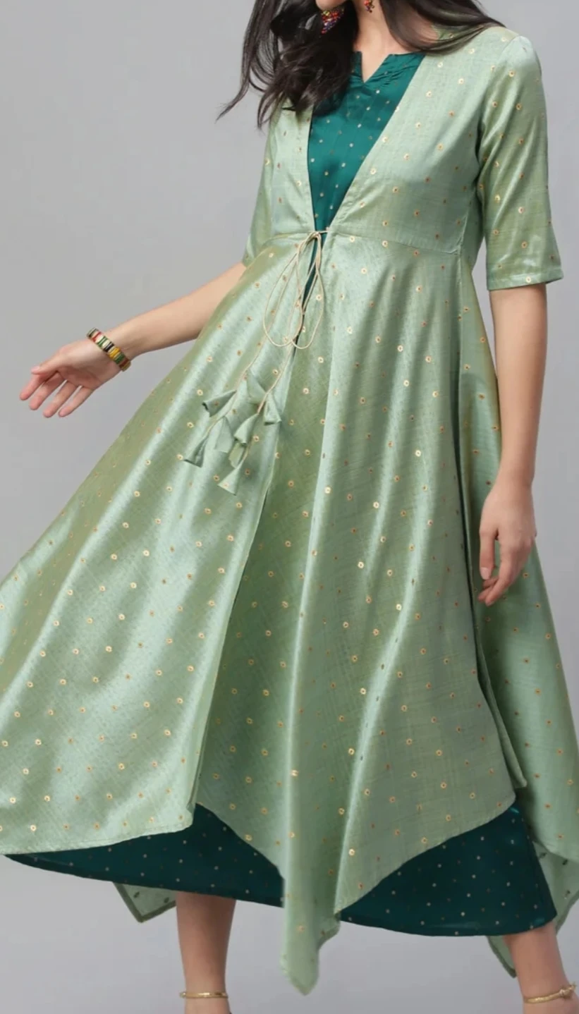 Libas Teal & Green Sequin Kurti Set