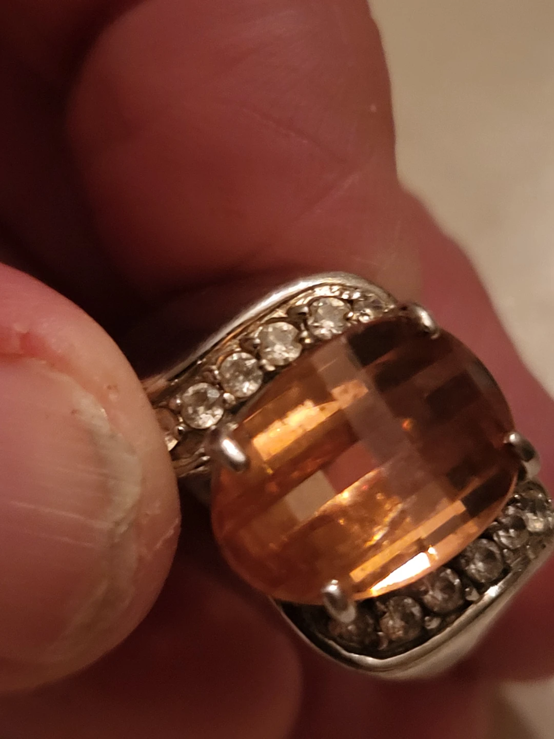 Sterling Silver Citrine and CZ Ring