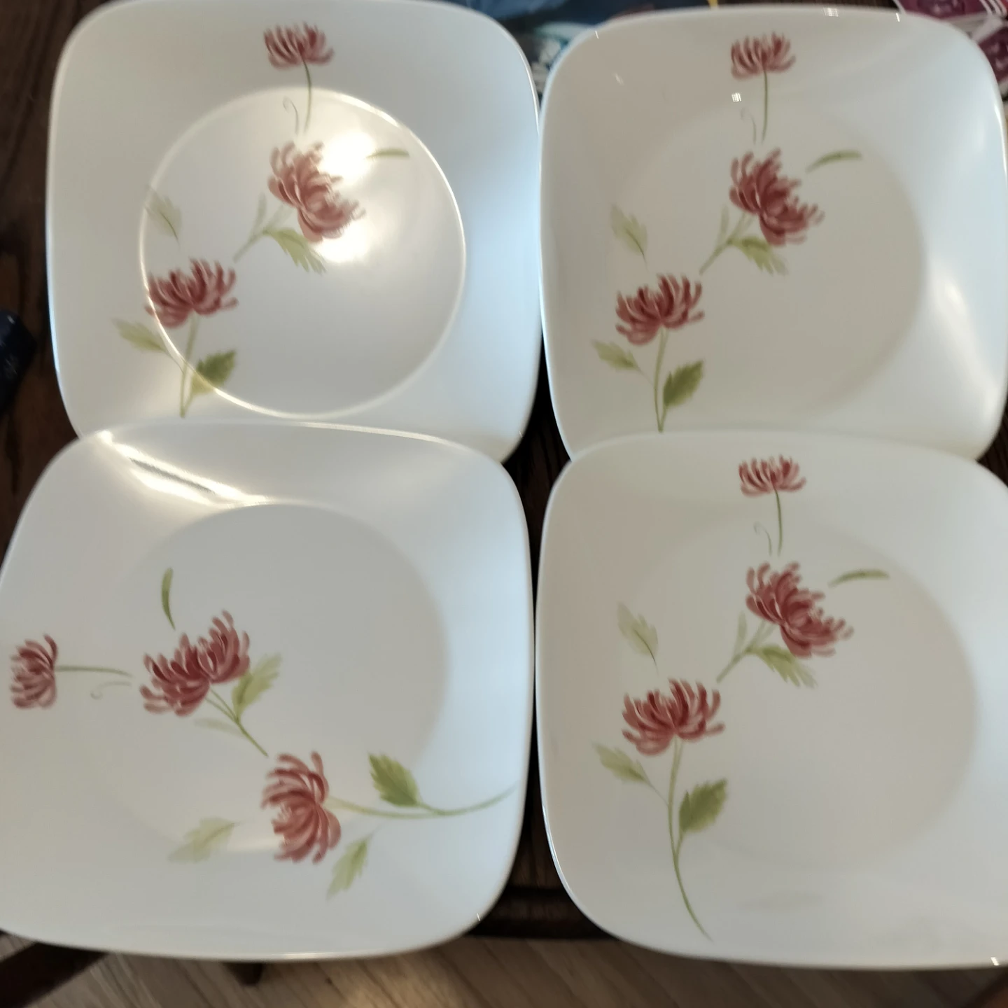 🥕 4 Corelle Vitrelle-2 Square Dinner Plates - photo 3