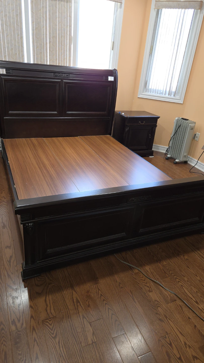 Dark Wood Sleigh Bed Frame - photo 2