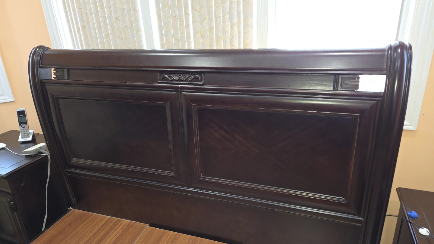 Dark Wood Sleigh Bed Frame - photo 3