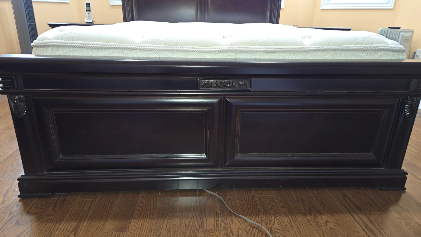 Dark Wood Sleigh Bed Frame - photo 5