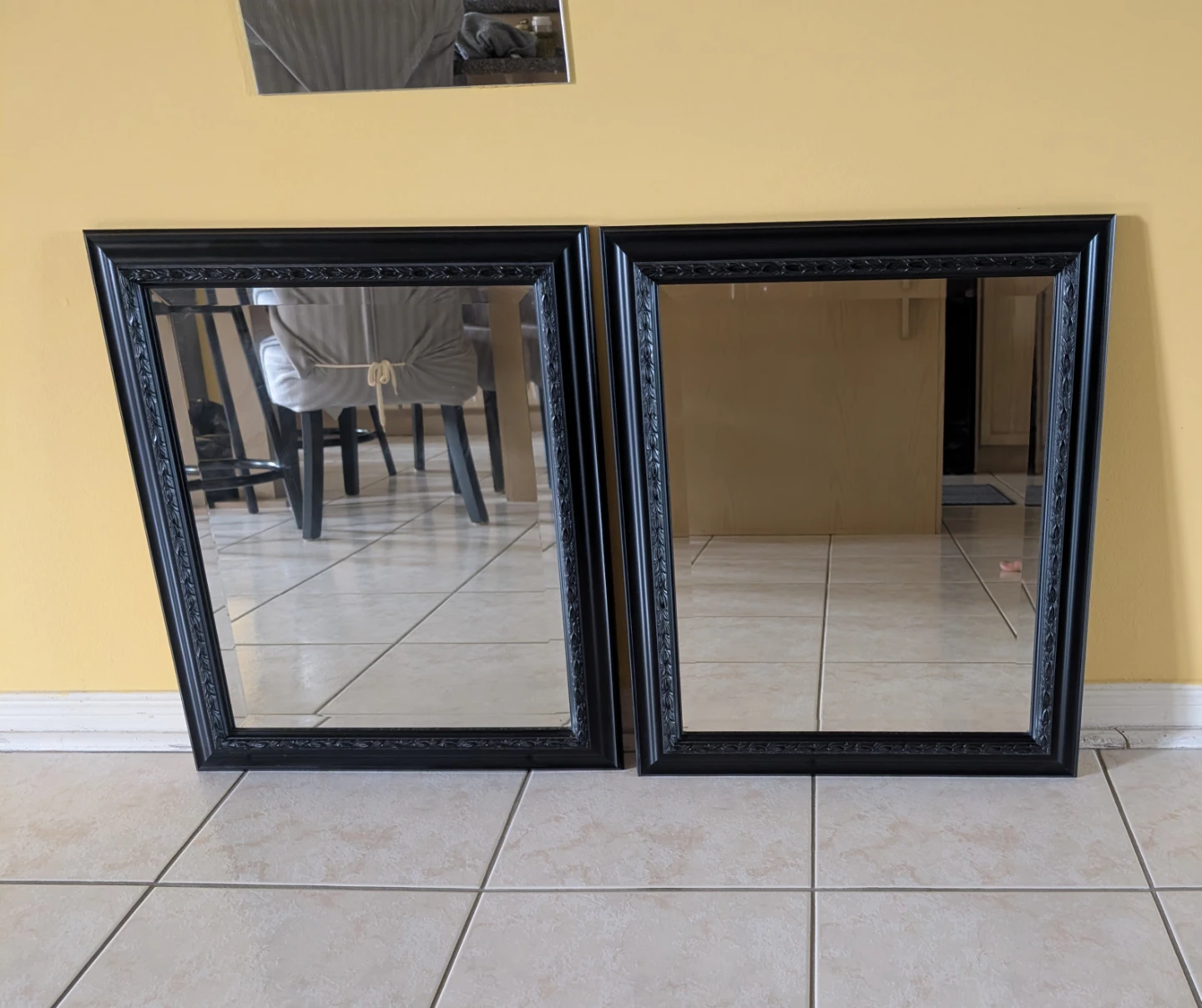 Set of 2 Black Framed Decorative Mirrors