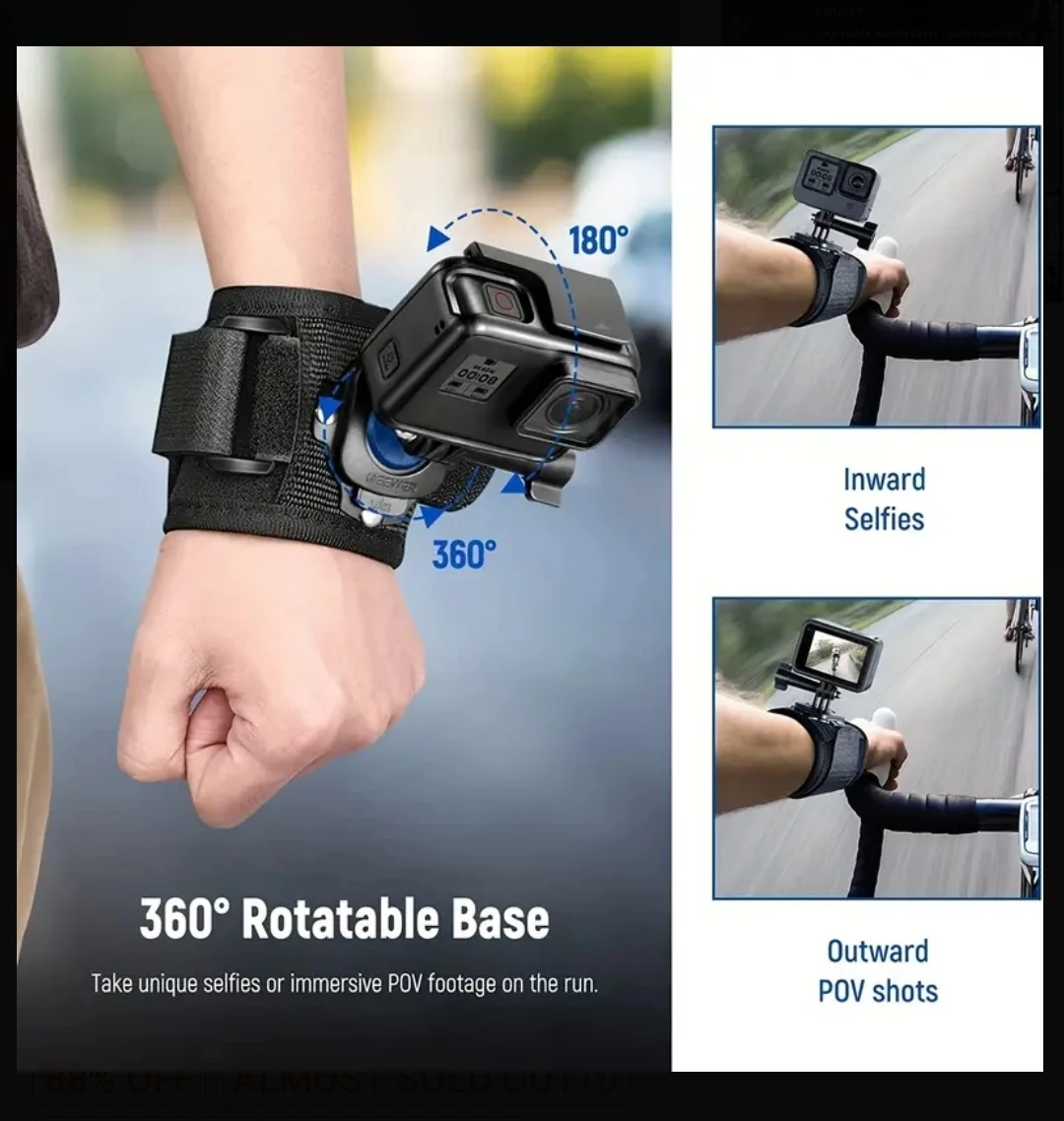 Wrist Strap Mount for Action Cam, Ski Snowboard ebike - photo 2