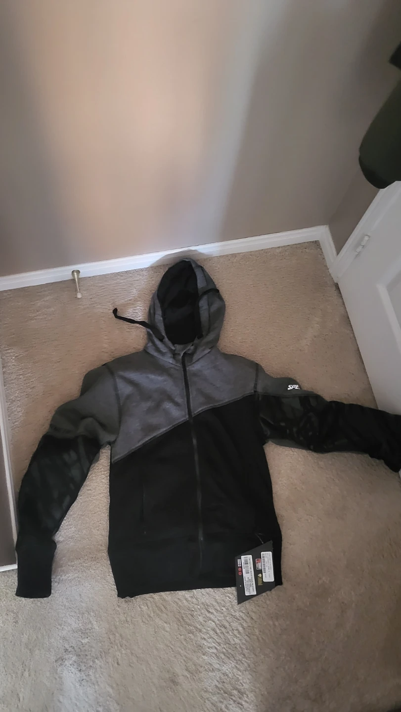 🧡 M SPE Faux Leather Sleeve Hoodie