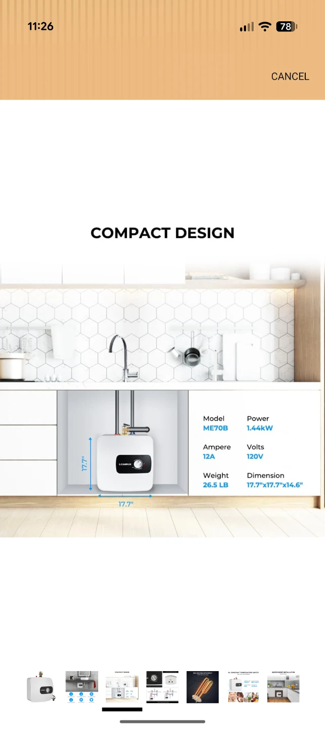 Camplux ME70B Tankless Electric Water Heater - photo 3