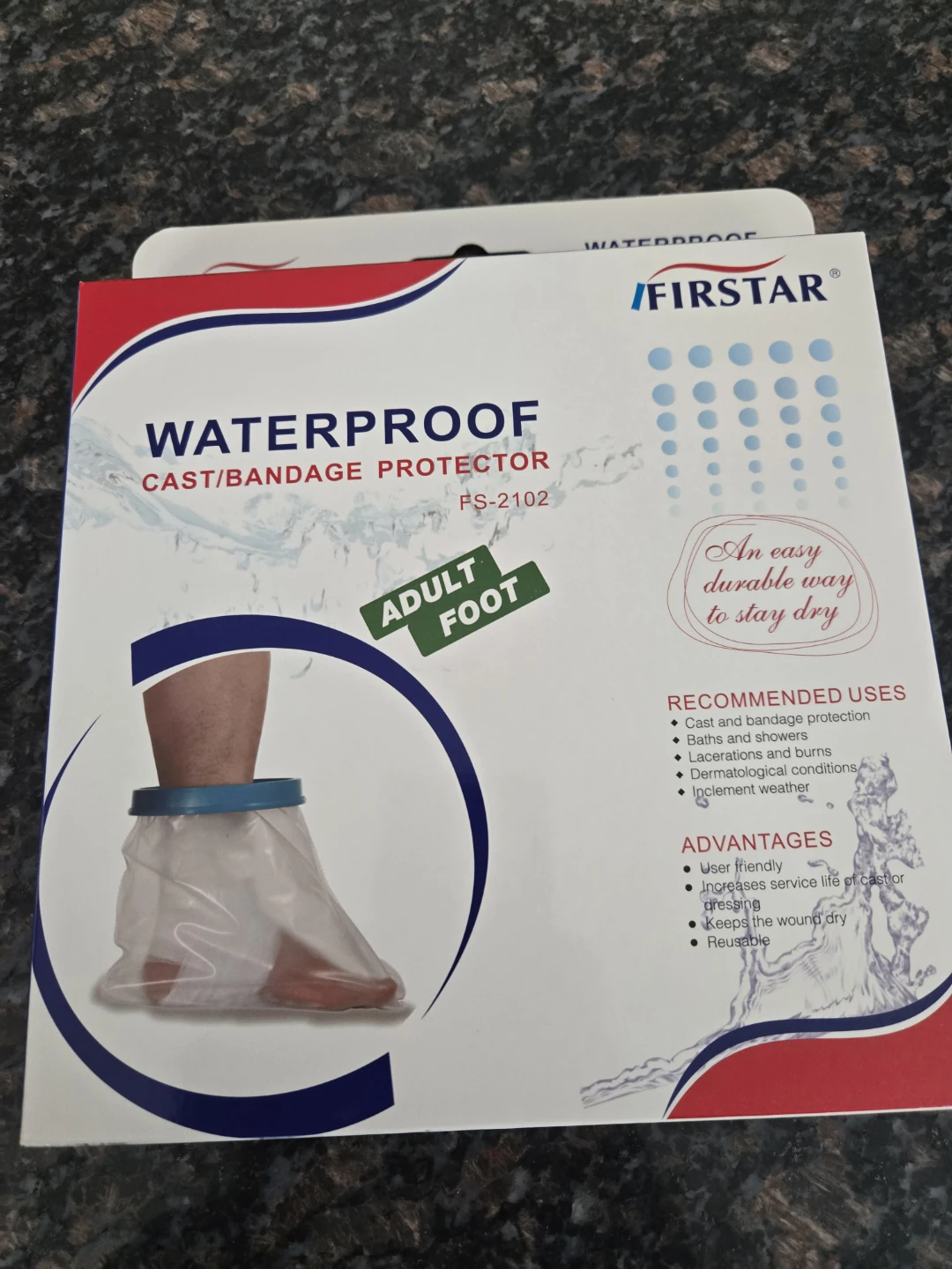 Firstar Waterproof Cast/Bandage Protector for Adult Foot