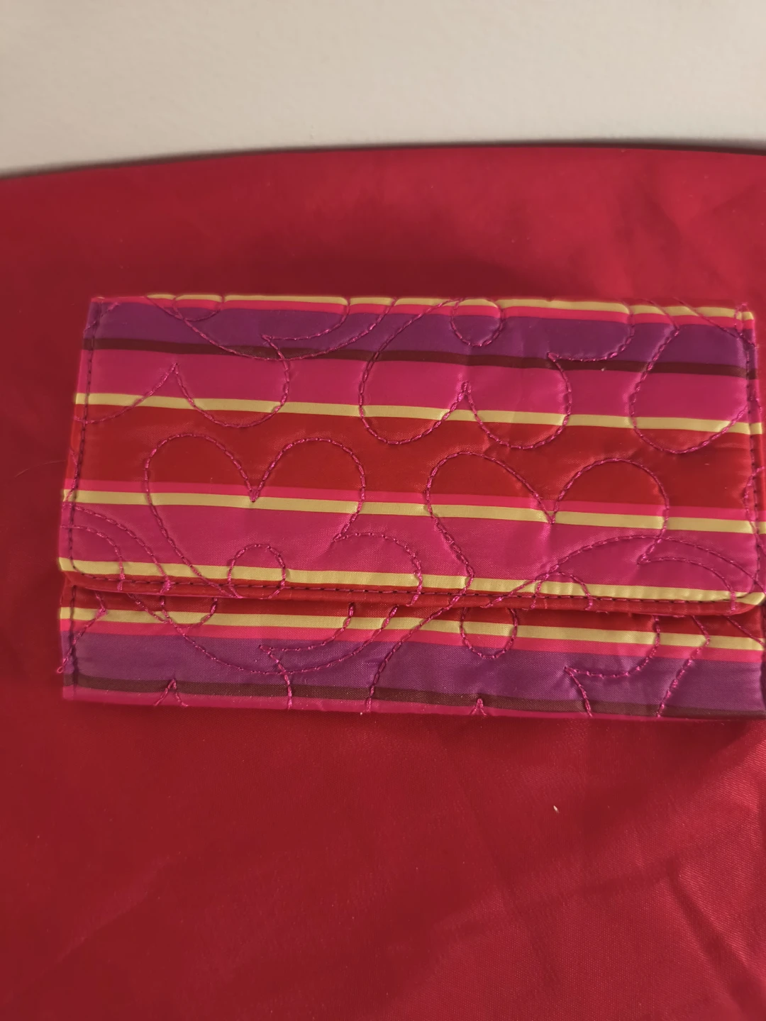 Quilted Wallet with Pink, Red, and Yellow Stripes - photo 4