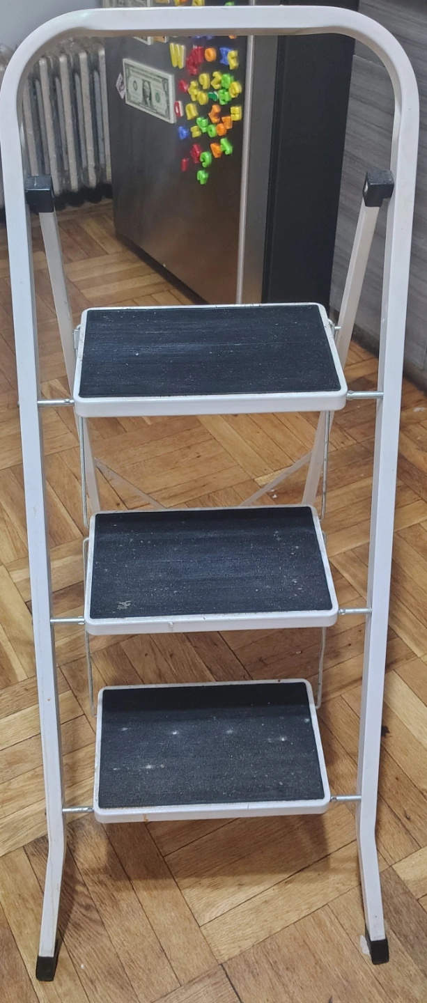 White 3-Step Folding Step Stool Ladder - photo 2