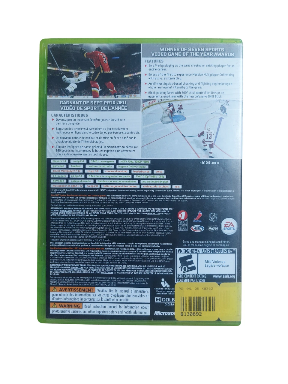 EA Sports NHL 09 XBOX 360 Video Game - photo 3