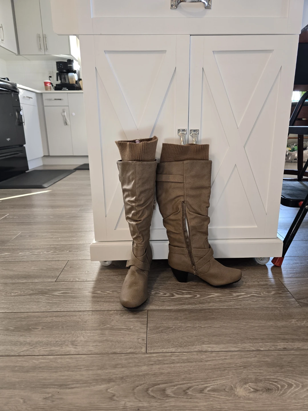 Women's Tan Faux Leather Tall Boots Size 6 - photo 2
