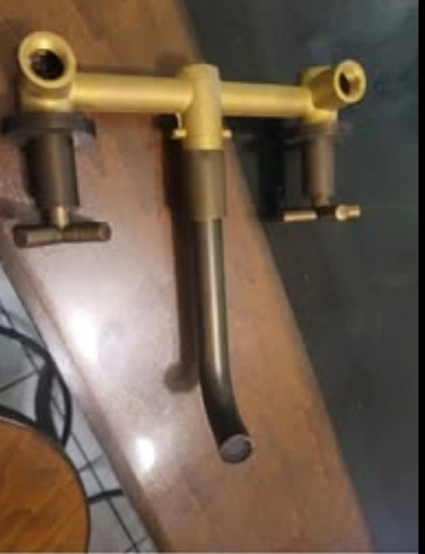 Brass Wall Mount Faucet with Cross Handles - photo 3