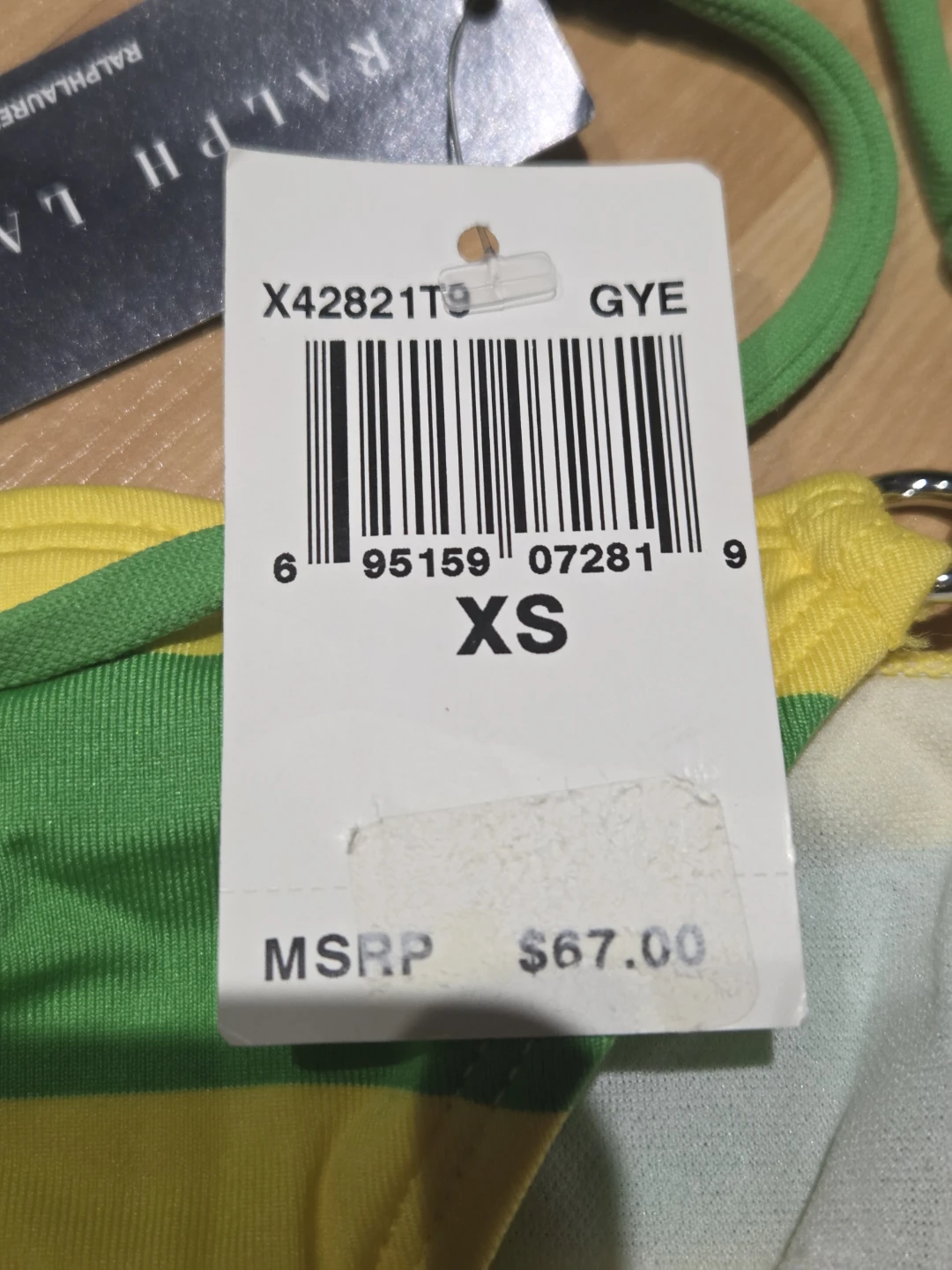 Ralph Lauren Bikini XS Green Yellow Polo Pony Stripe - photo 2