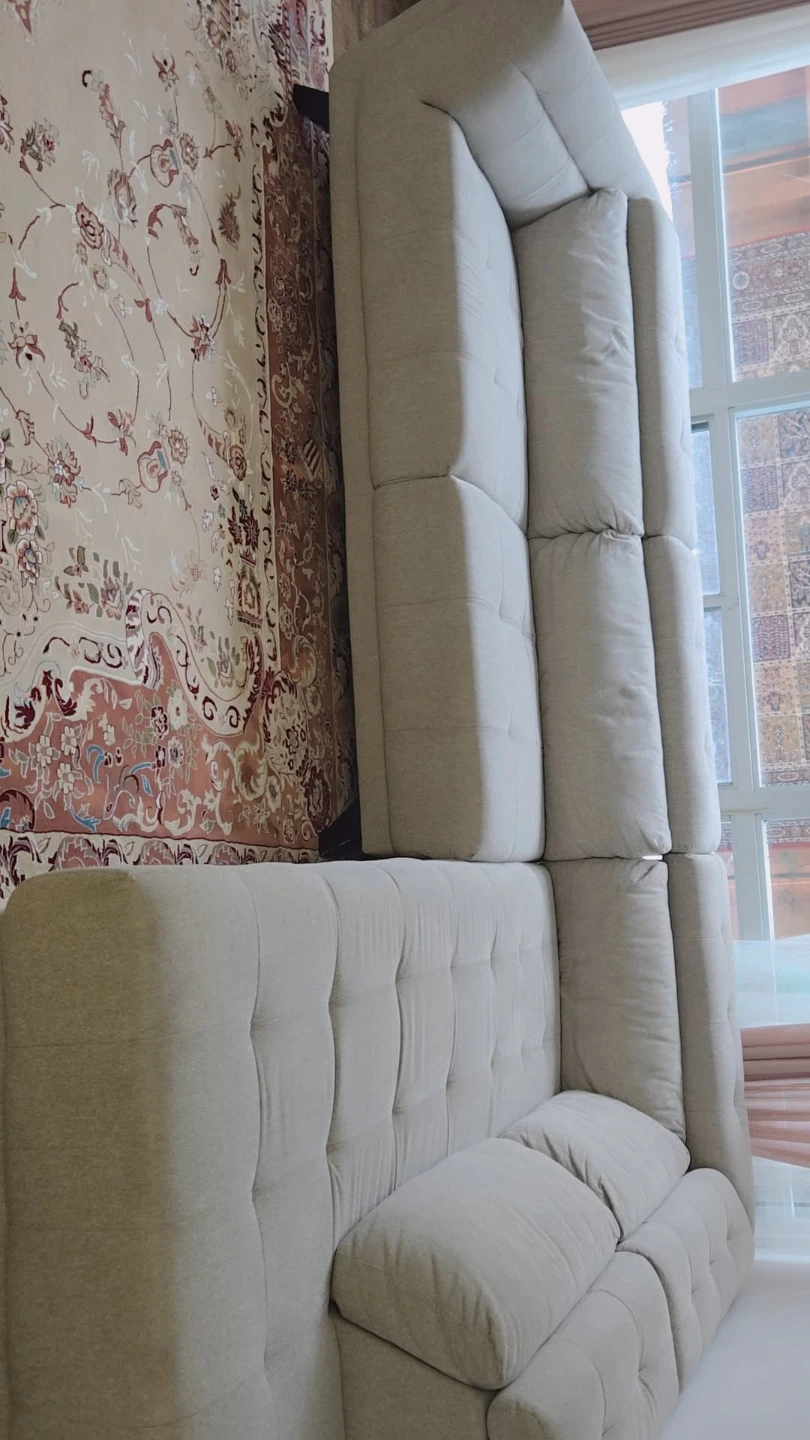 Title: Light Grey Fabric Sectional – - photo 2