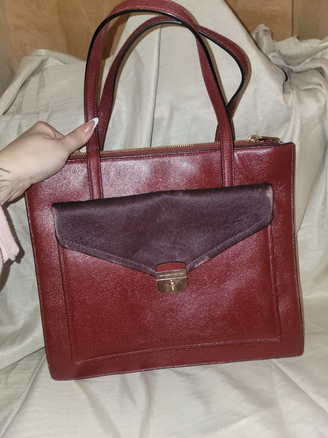 Kate Spade Red Leather Tote Handbag