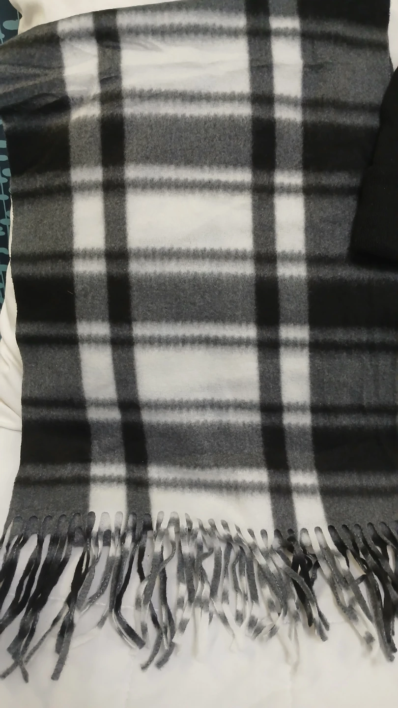 Black Beanie and Plaid Scarf Set - photo 3