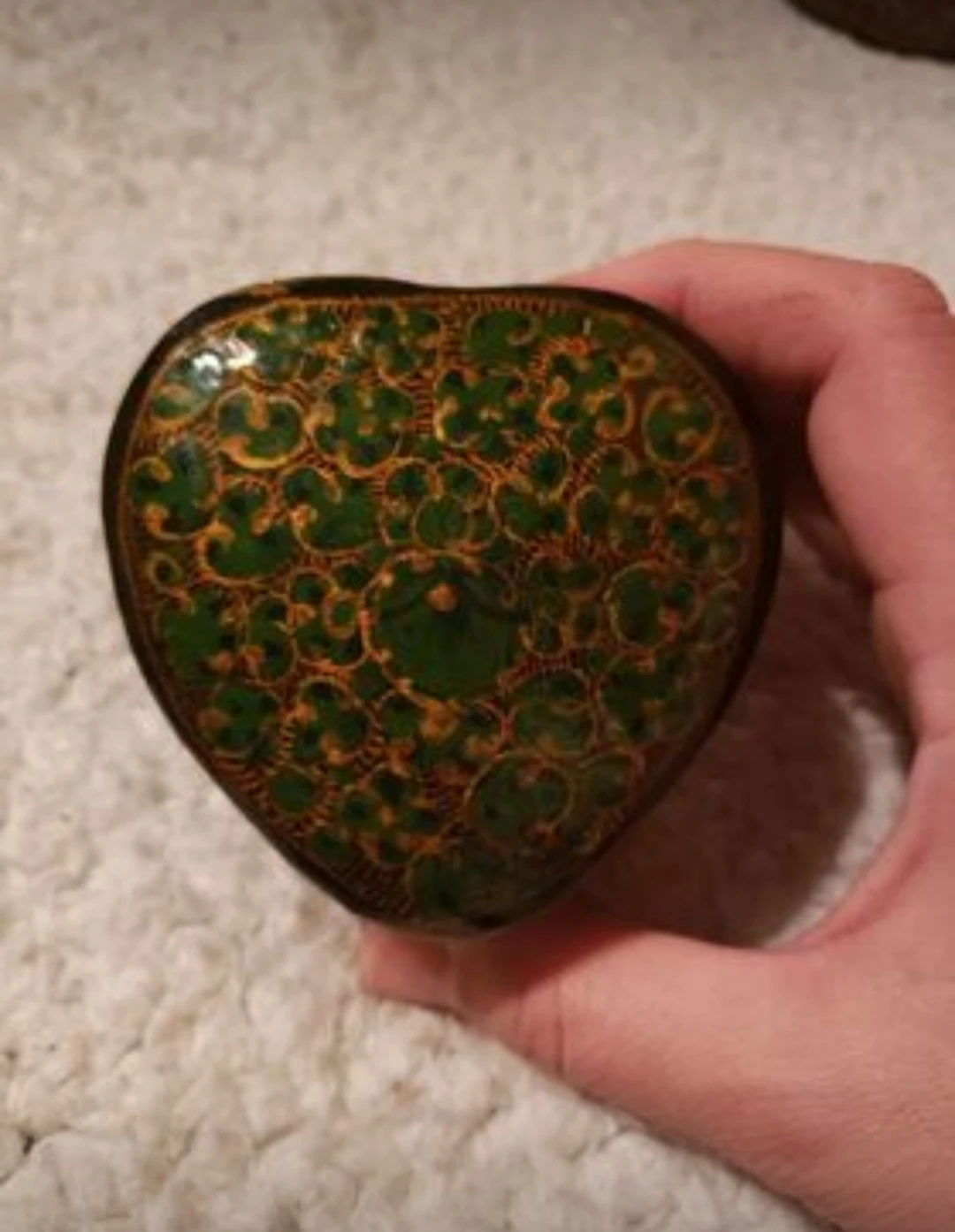 Hand painted vintage lacquered paper mache trinket boxes - photo 3