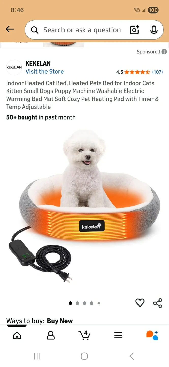 Kekelan Heated Pet Bed for Small Dogs and Cats