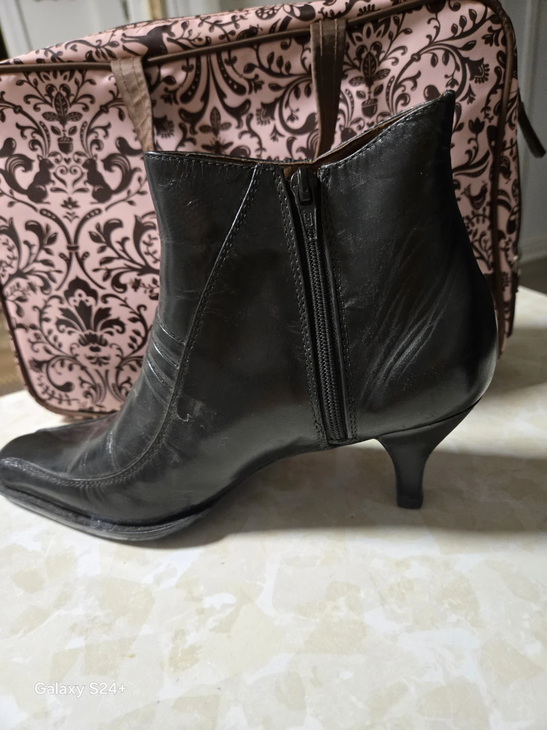 Black Napa Leather Ankle Boots - Size 5 1/2 - photo 3