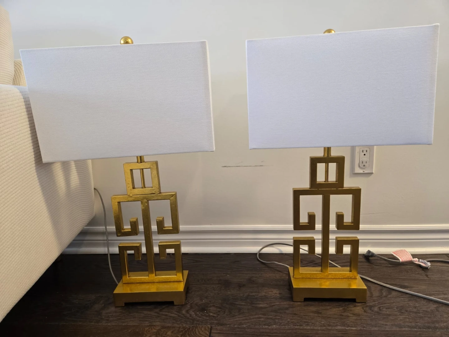 Gold Greek Key Table Lamps - Set of 2