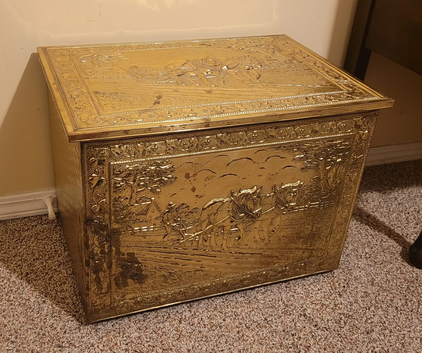 Brass Fireplace Kindling Chest