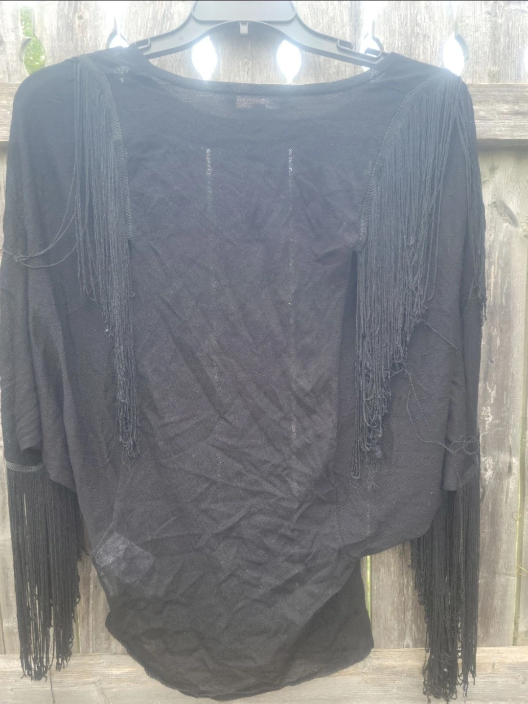 BCBGMAXAZRIA Black Fringe Top OS - photo 4