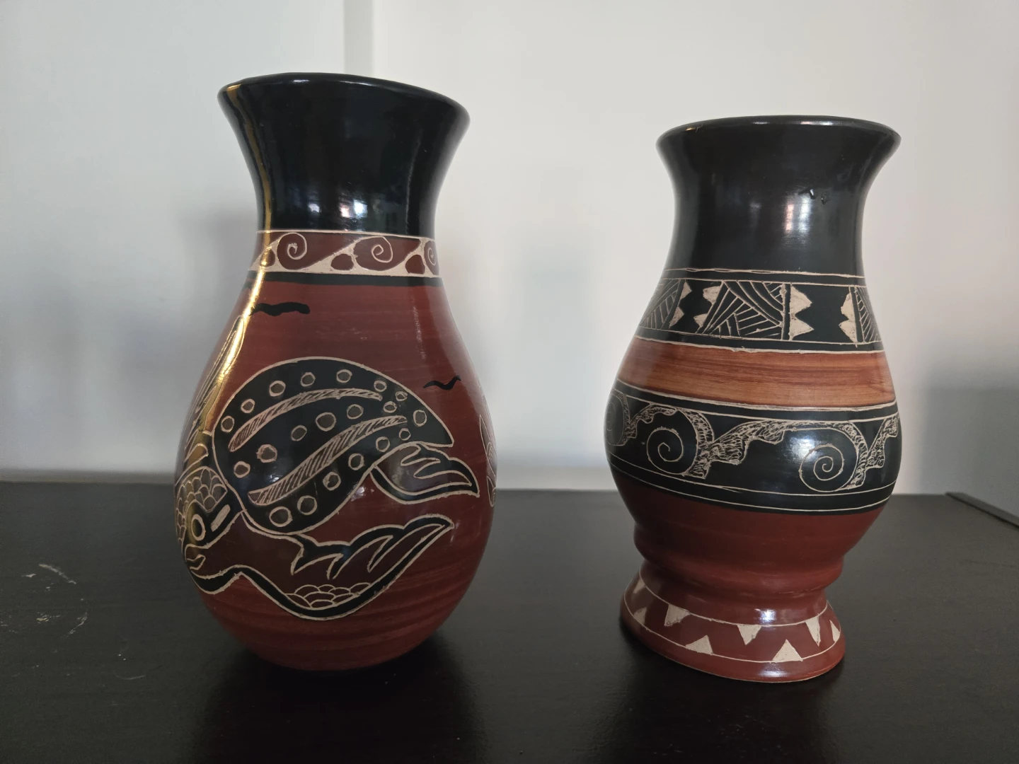 Set of 2 Decorative Clay Vases