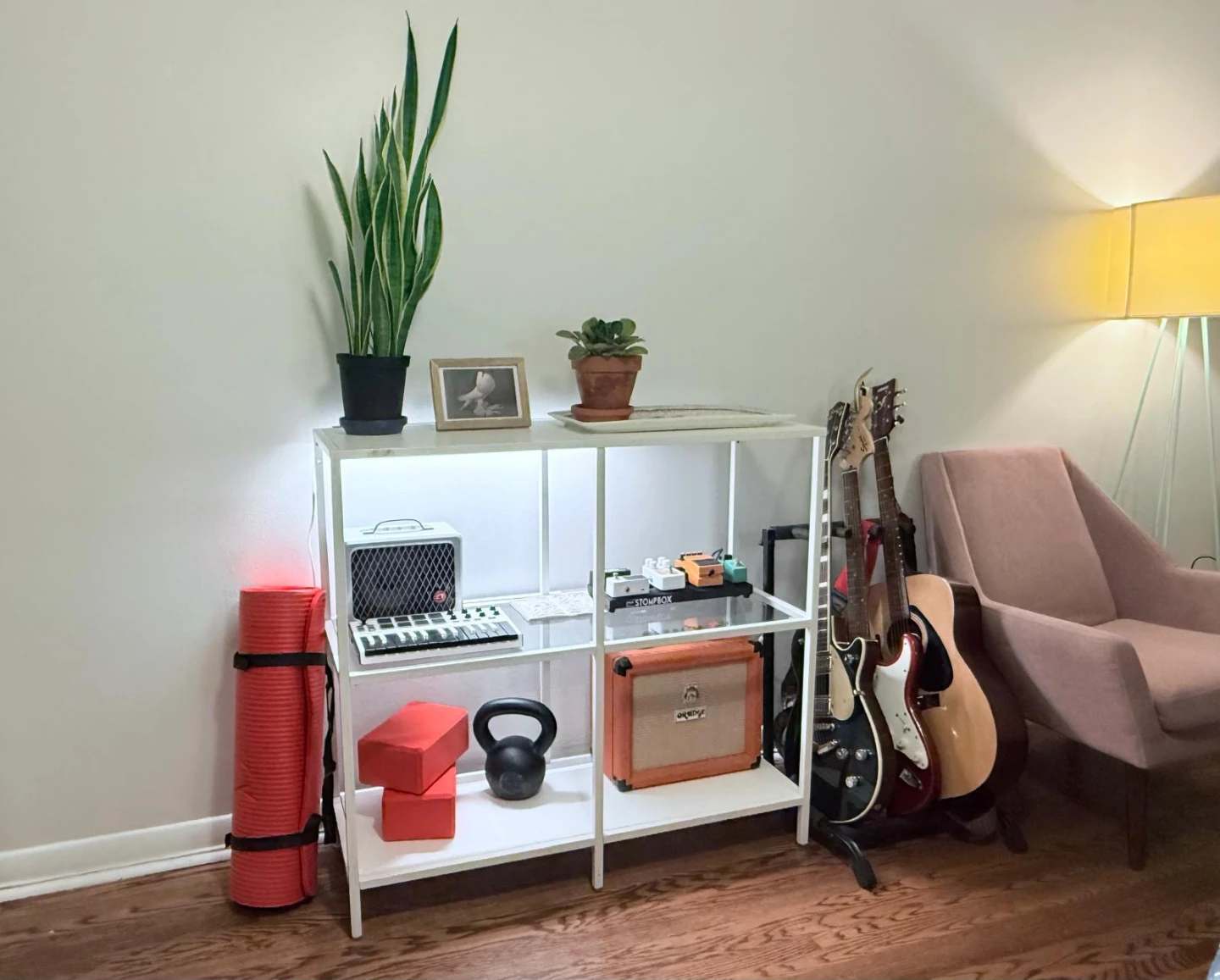 IKEA VITTSJO white metal and glass shelf