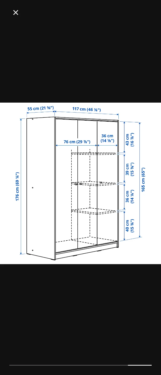 IKEA KLEPPSTAD Wardrobe 3 doors, white, 117x55x176 cm - photo 3