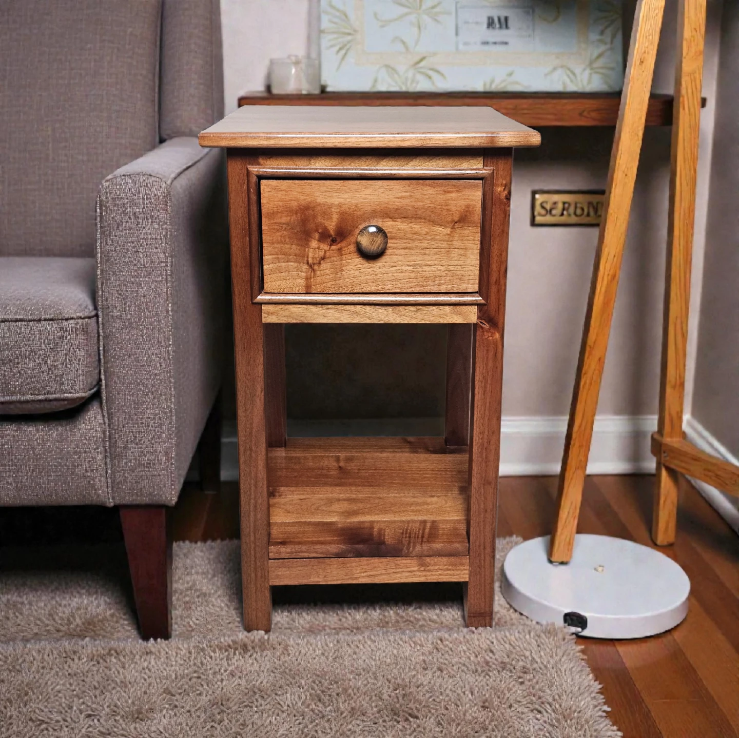 Set of 2 Wooden Nightstands with Drawer - photo 4