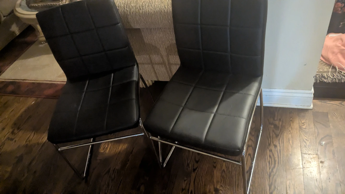 Set of 2 Black Faux Leather Dining Chairs