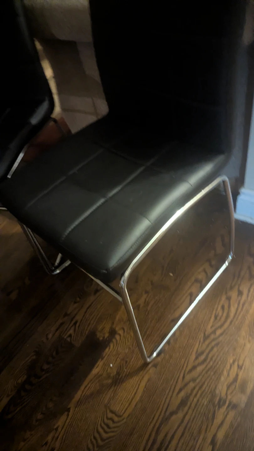 Set of 2 Black Faux Leather Dining Chairs - photo 2