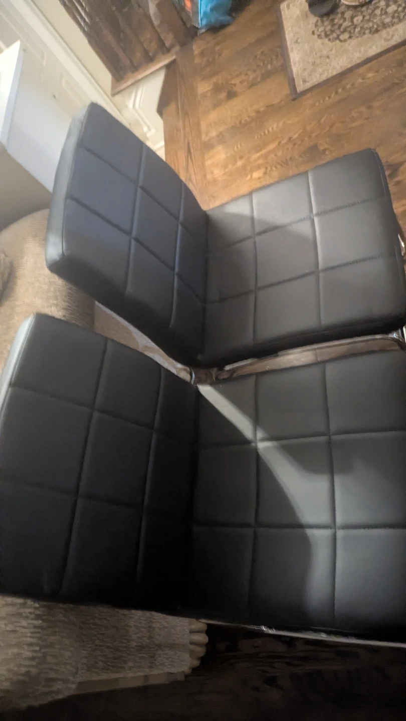 Set of 2 Black Faux Leather Dining Chairs - photo 4