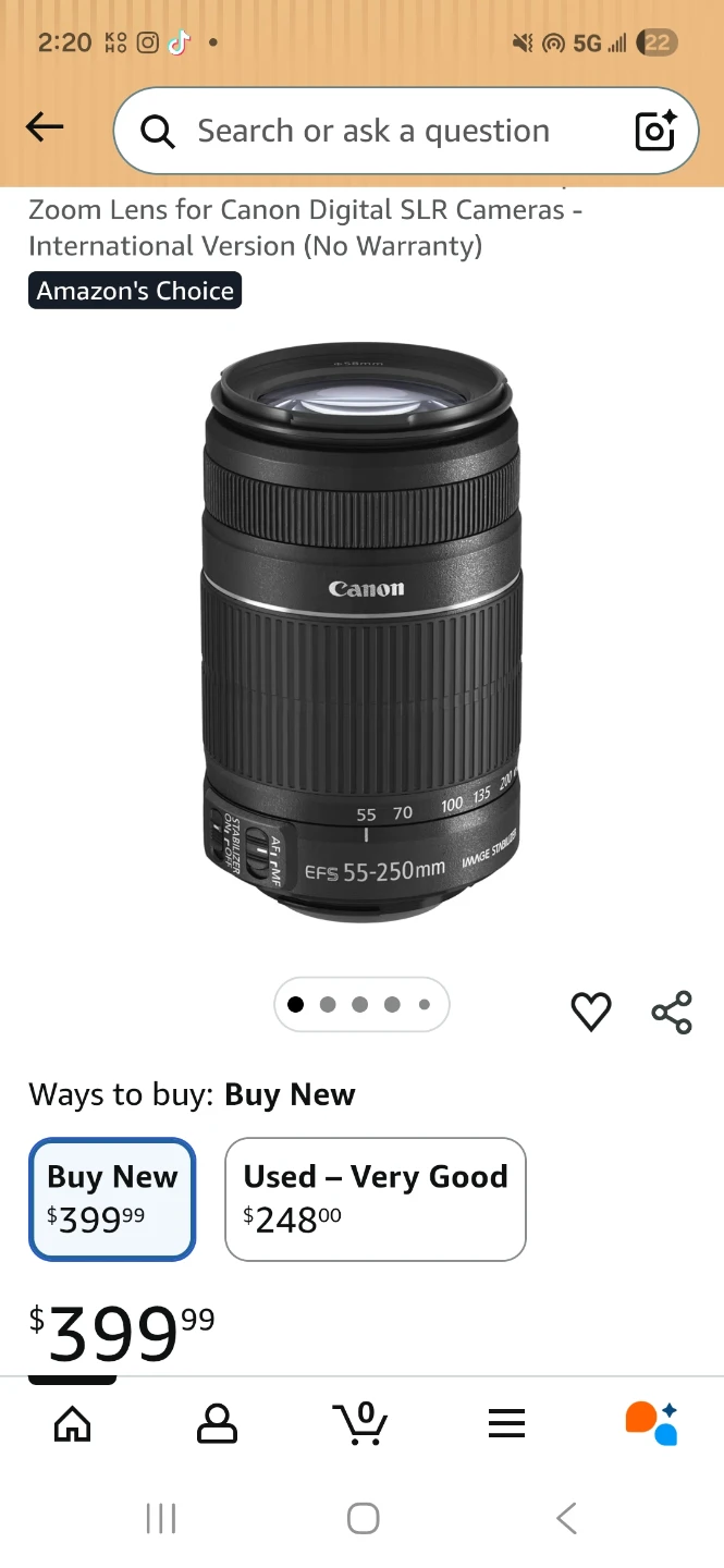 Canon EF-S 55-250mm f/4-5.6 IS II Zoom Lens