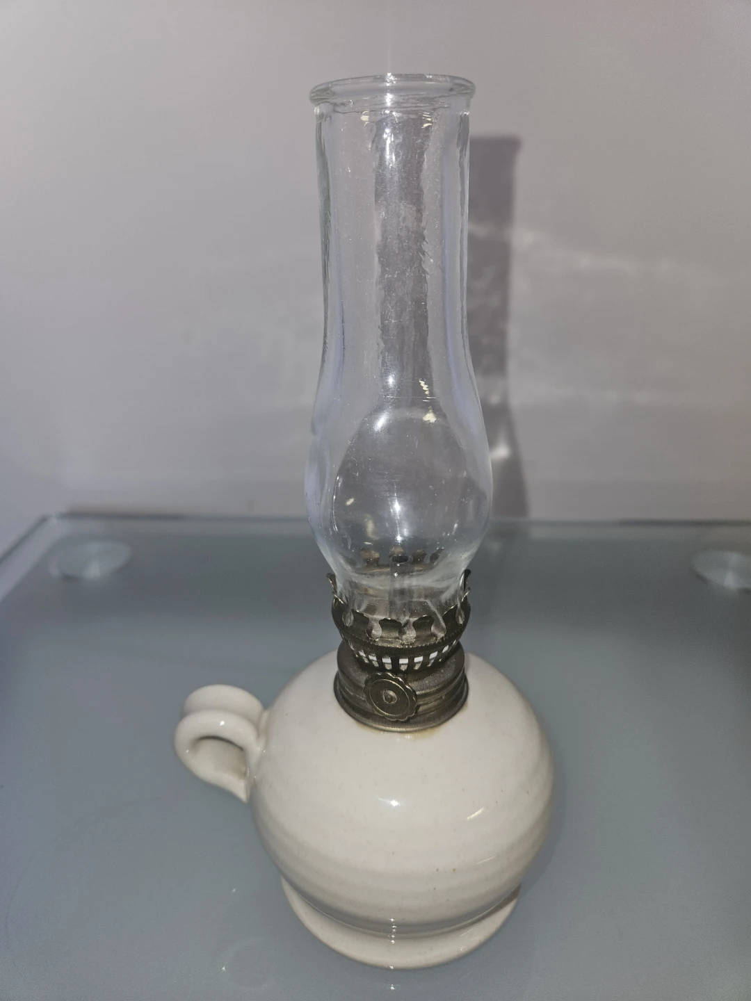 Vintage Ceramic Oil Lamp with Handle - photo 2