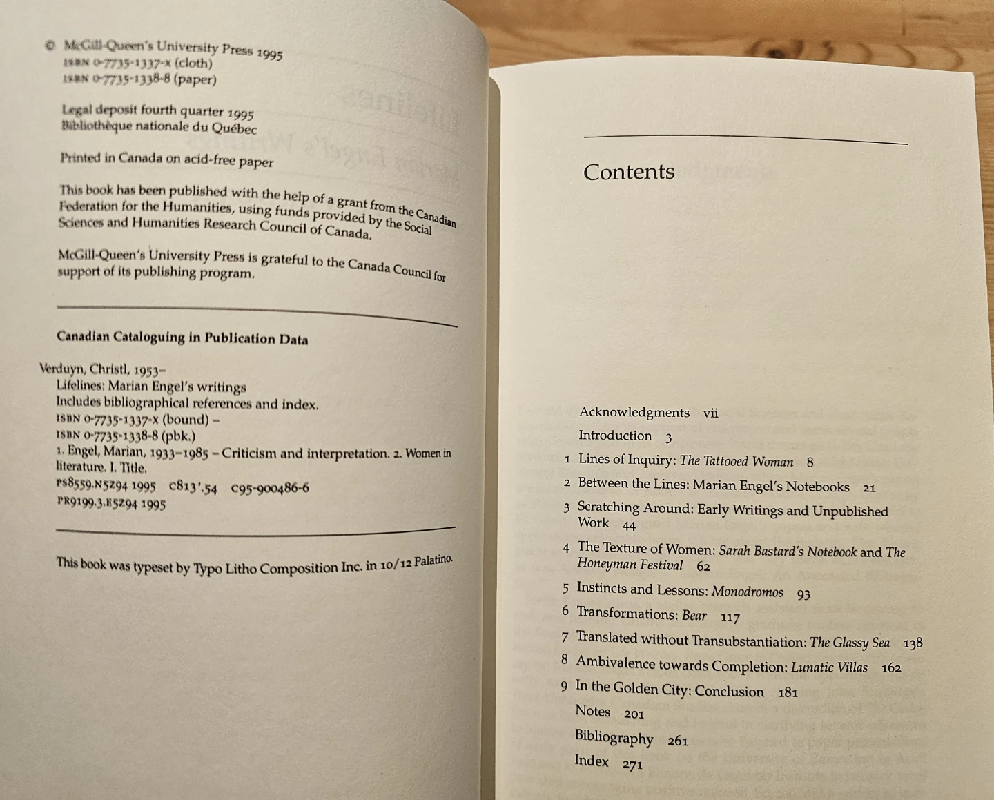 Lifelines: Marian Engel's Writings by Christl Verduyn Book - photo 4