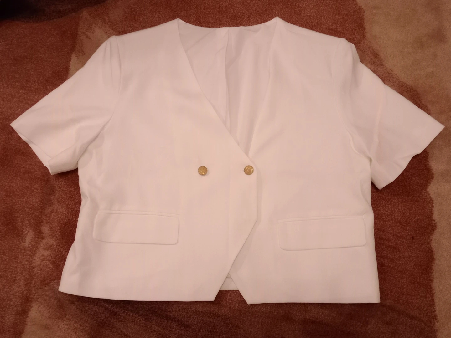 White Double-Breasted Blazer Jacket - XL